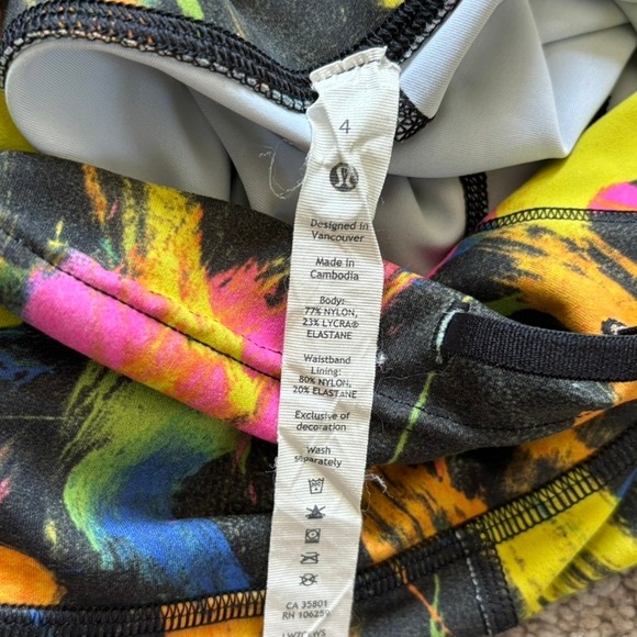Lululemon Wunder Train Contour Fit High Rise Short 8" Sz 4 Undertone Black Multi - Picture 4 of 6